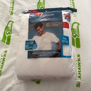 Hanes Premium White Crew T-Shirts